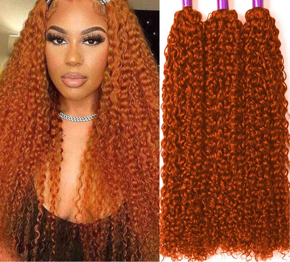 Orange Ginger Kinky Curly Human Hair Bundles