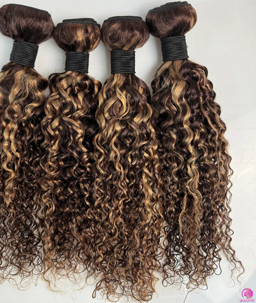 Highlight Water Wave Bundles Human Hair brown