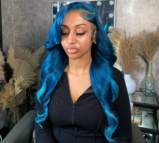 Midnight Blue Blue Human Hair Wig