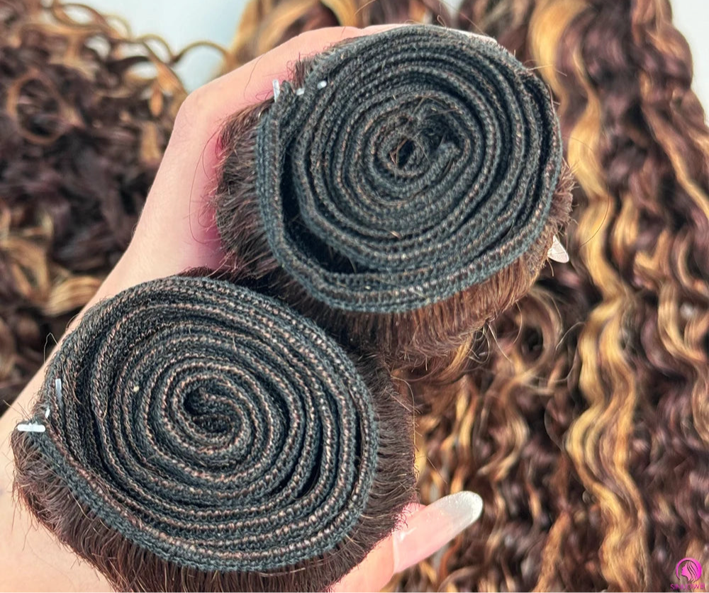 Highlight Water Wave Bundles Human Hair brown