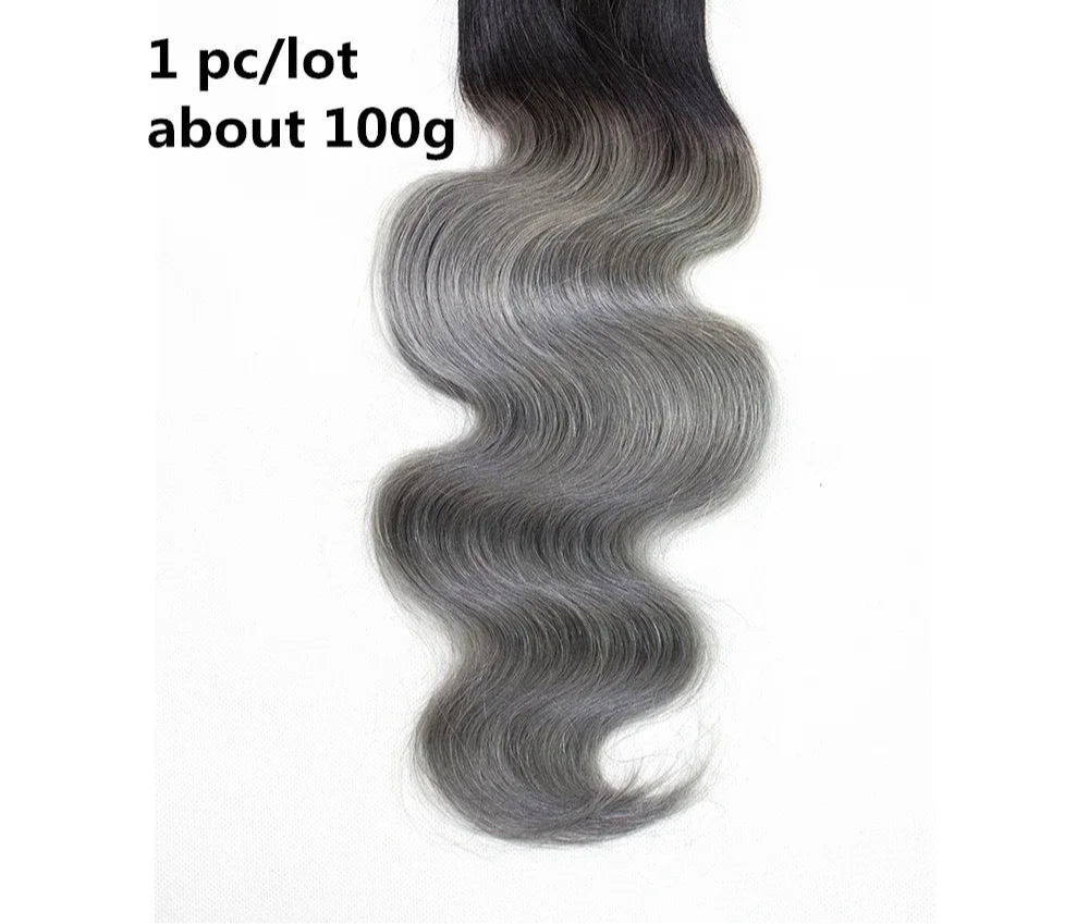 Dark Gray With Black wavy Bundles