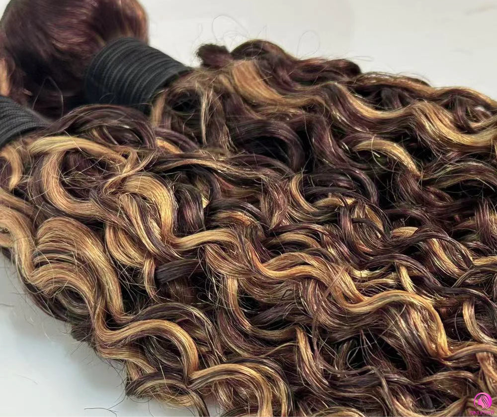 Highlight Water Wave Bundles Human Hair brown