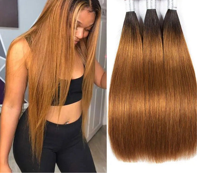 Straight Human Hair Bundles Ombre