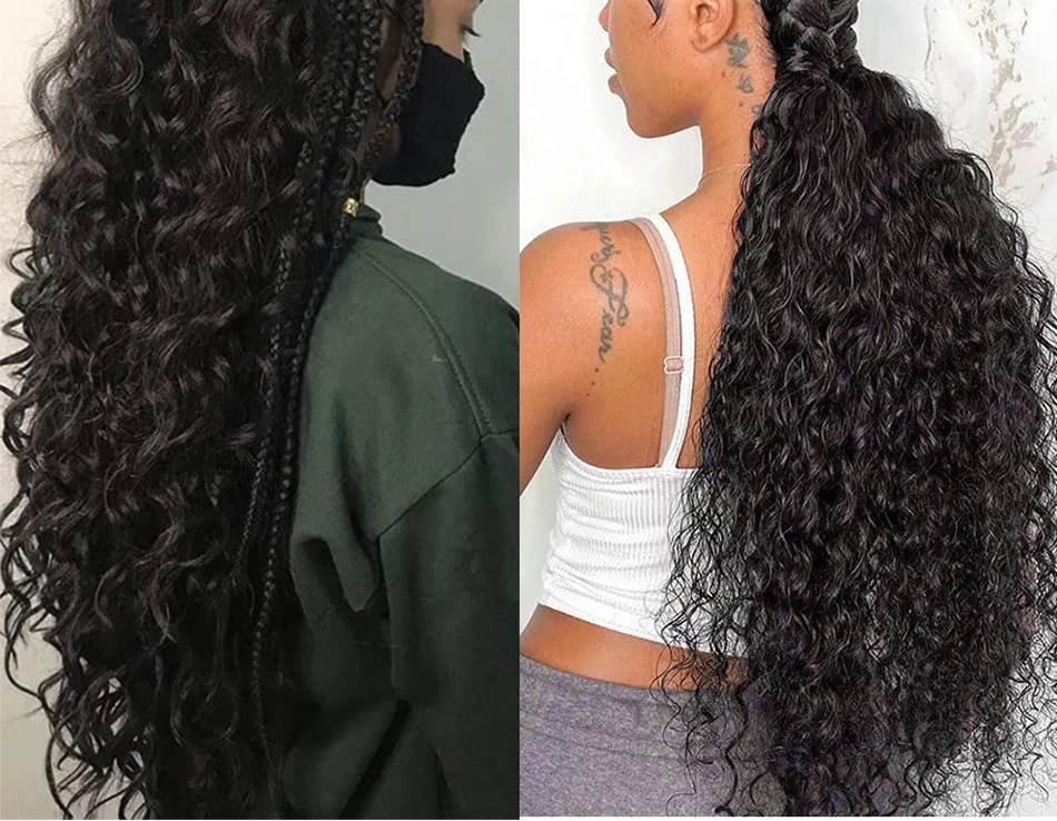 Human braiding Hair wet and wavy