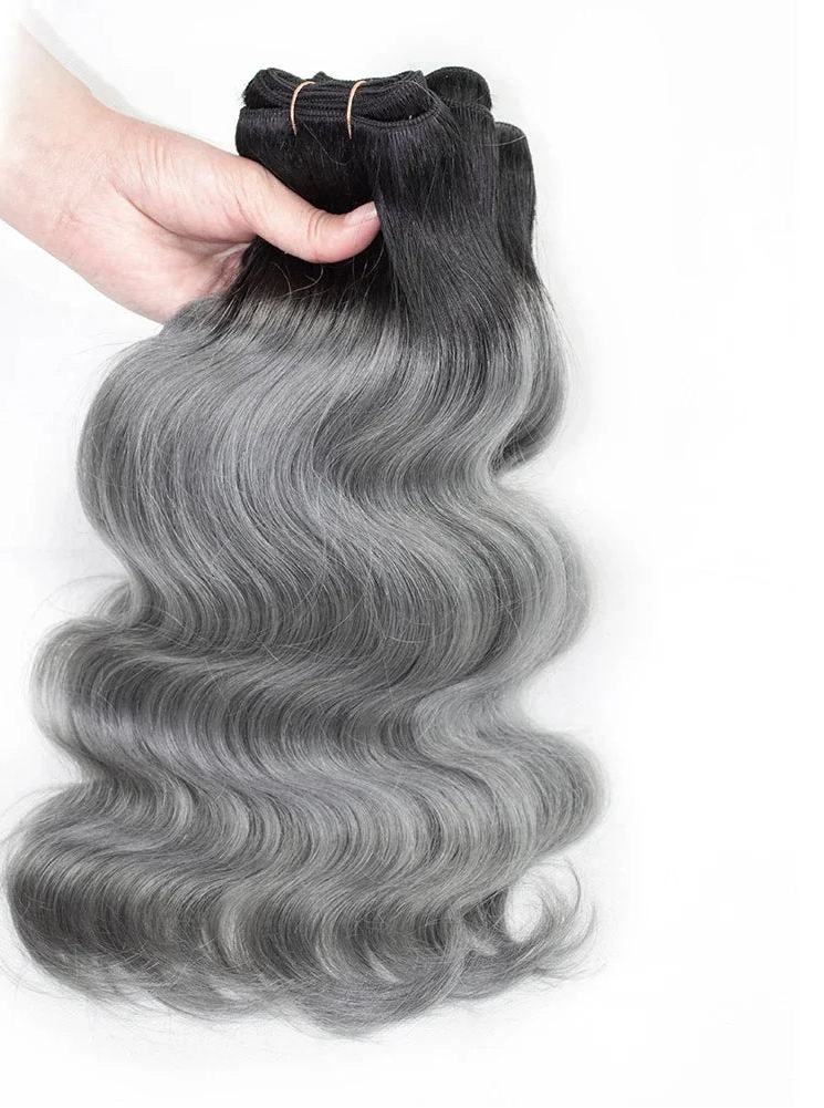 Dark Gray With Black wavy Bundles