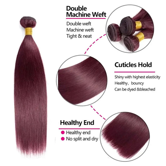 Human Hair Bundles Burgundy Straight