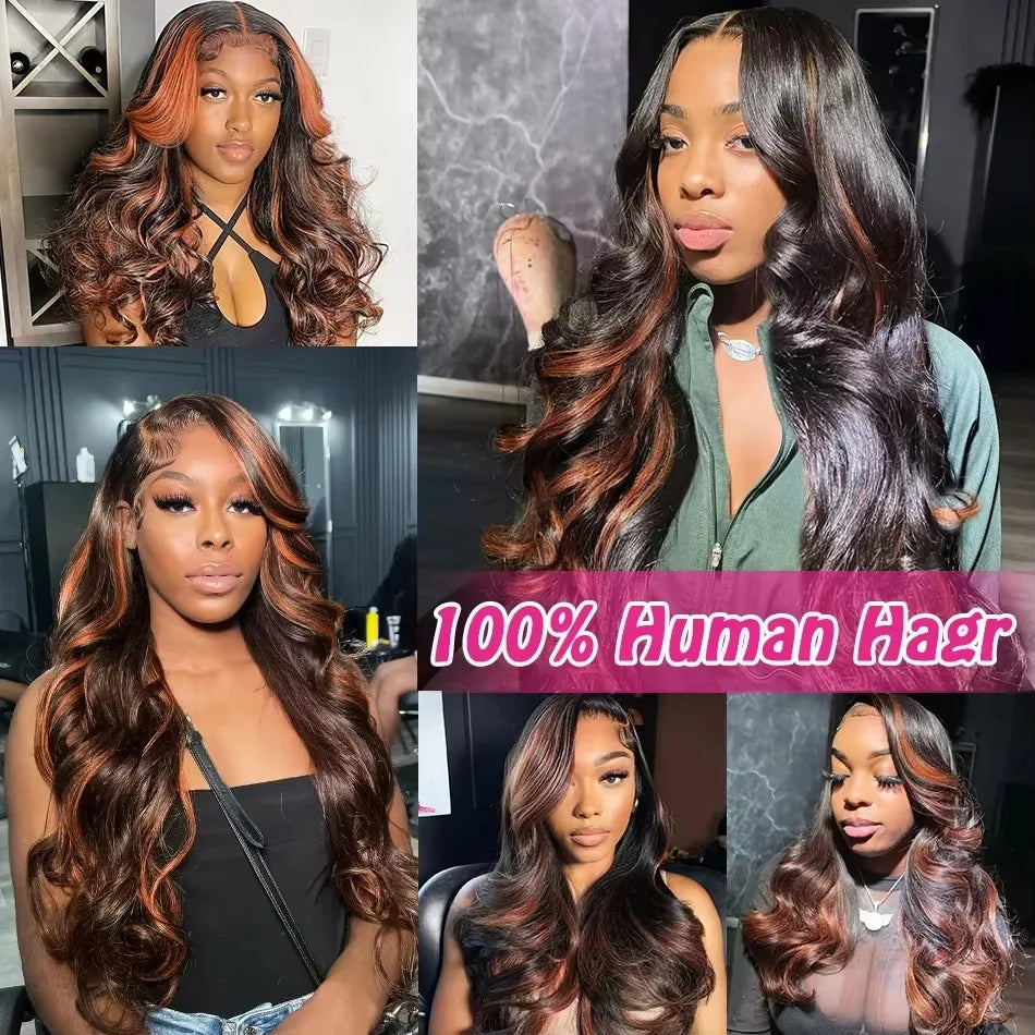 Ombre Highlight Body Wave Human Hair Frontal