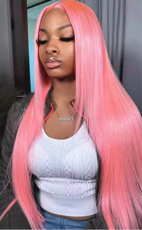 Straight Light Pink Human Hair