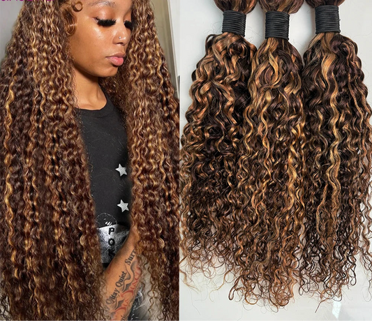 Highlight Water Wave Bundles Human Hair brown