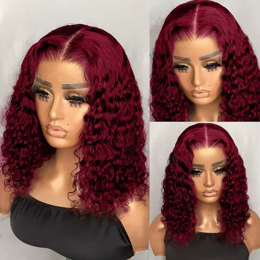 13X4 HD Lace Frontal Wig 99J Burgundy Deep Wave