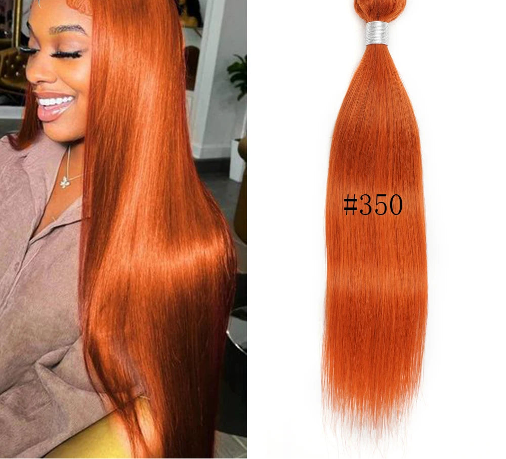 Colored Straight Human Hair Bundles, Blue Purple Orange Ginger