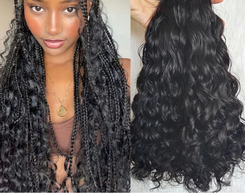 Human braiding Hair wet and wavy