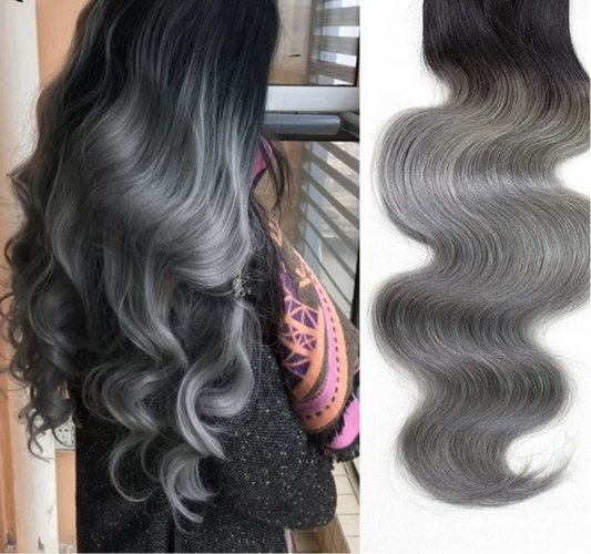 Dark Gray With Black wavy Bundles