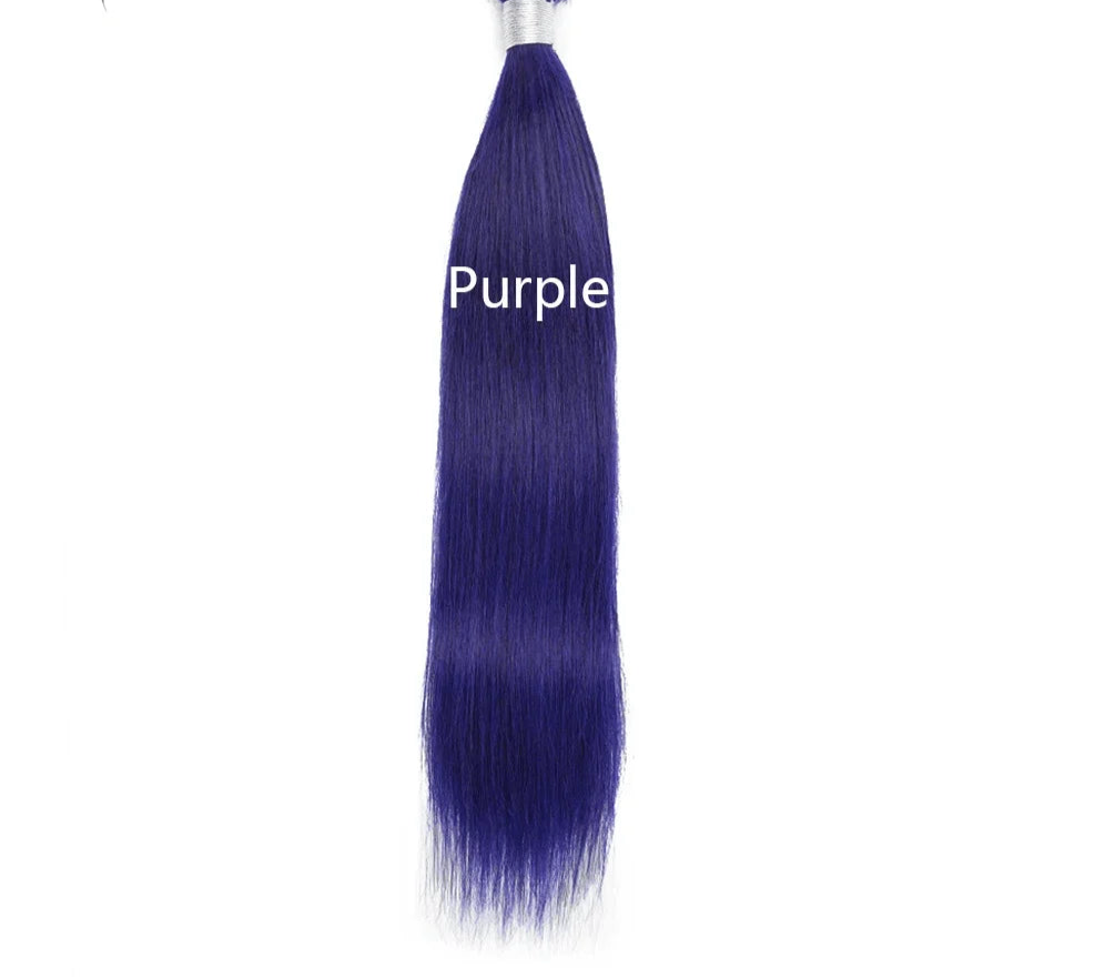Colored Straight Human Hair Bundles, Blue Purple Orange Ginger