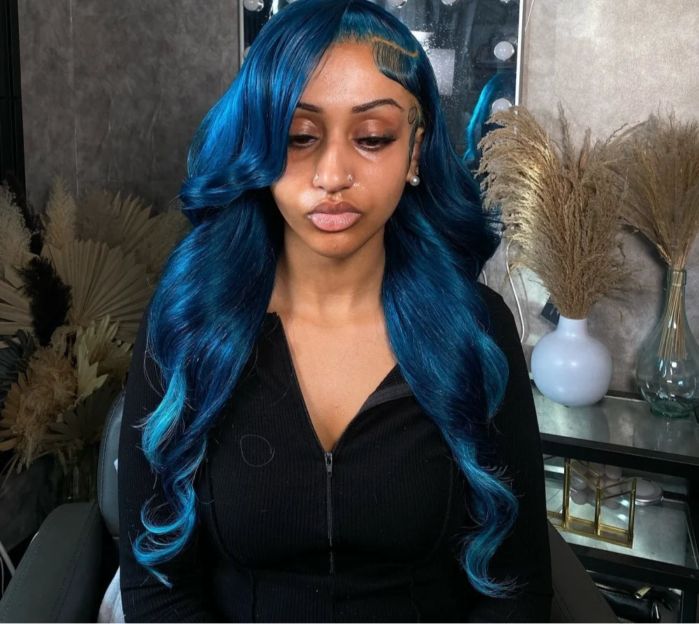 Midnight Blue Blue Human Hair Wig