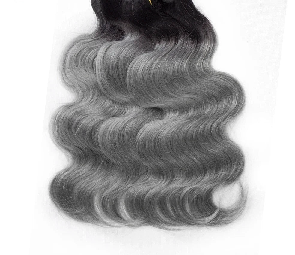Dark Gray With Black wavy Bundles