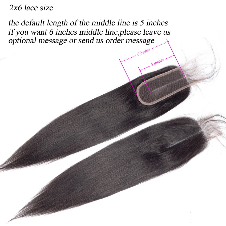 Human Hair Bundles with A 2x6 Deep Kim HD Lace Closure