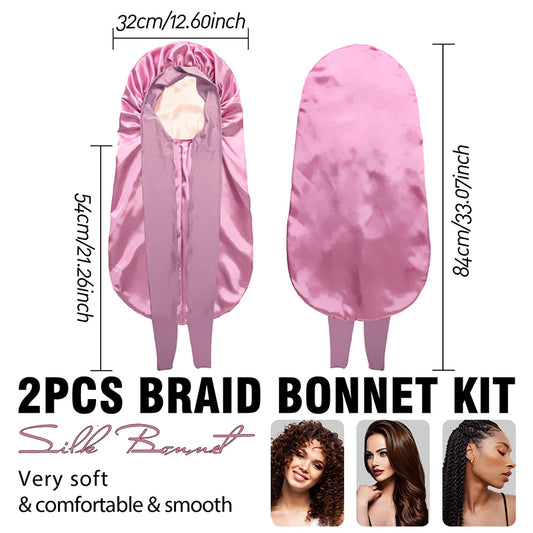 Extra Large Hair Long Silk Bonnet