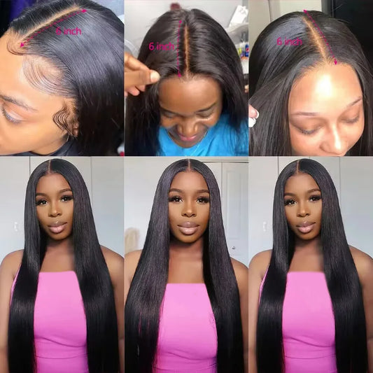 Human Hair Bundles with A 2x6 Deep Kim HD Lace Closure
