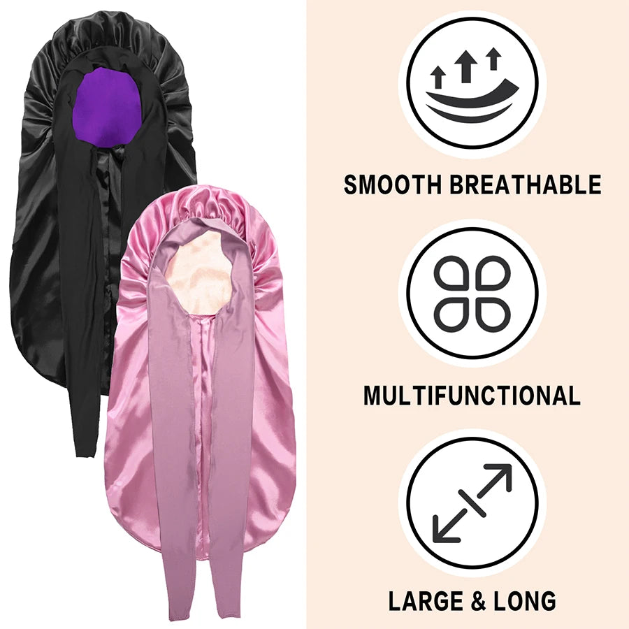 Extra Large Hair Long Silk Bonnet