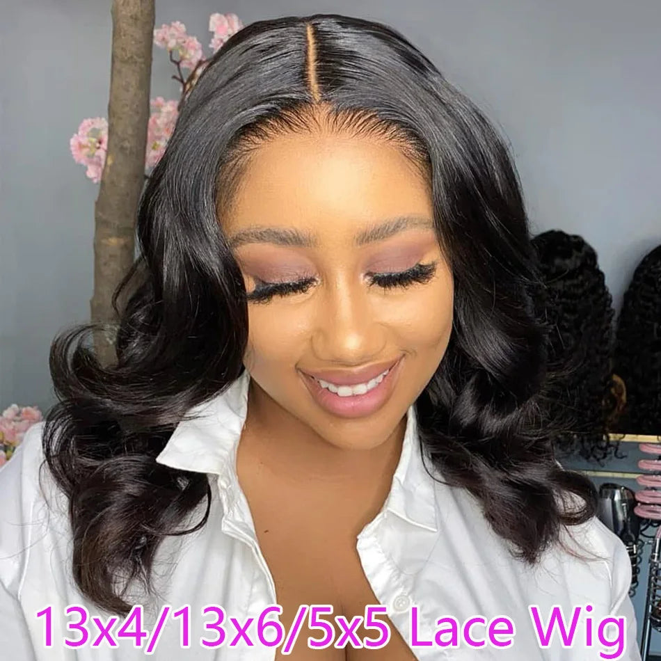 Body Wave Bob Wig Frontal 180% Density black
