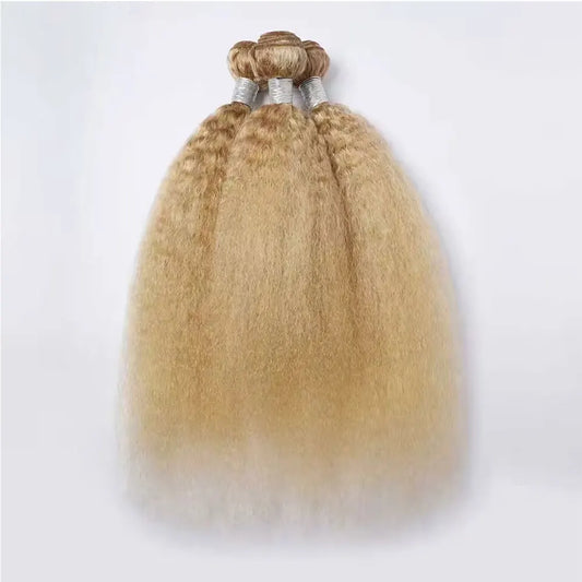 Yaki Straight Blonde Human Hair Bundles Highlight