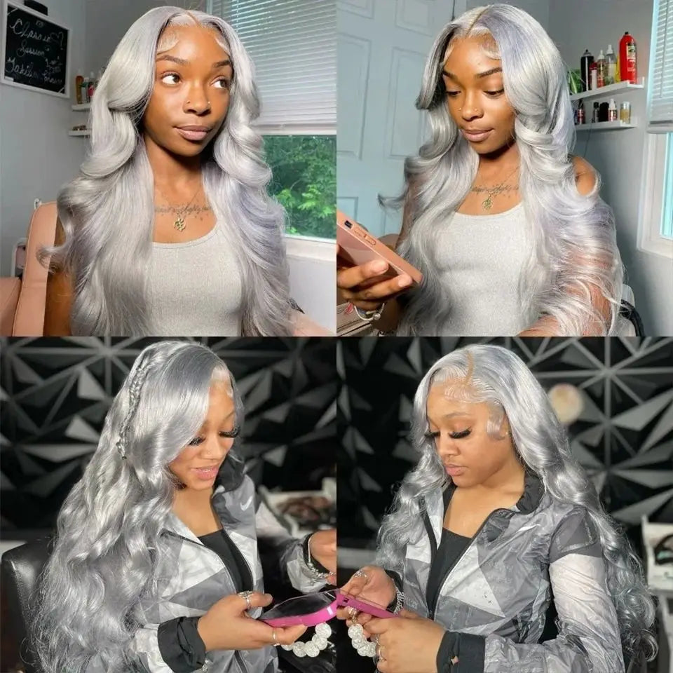 Grey 10-30Inch bundles Human Hair wavy