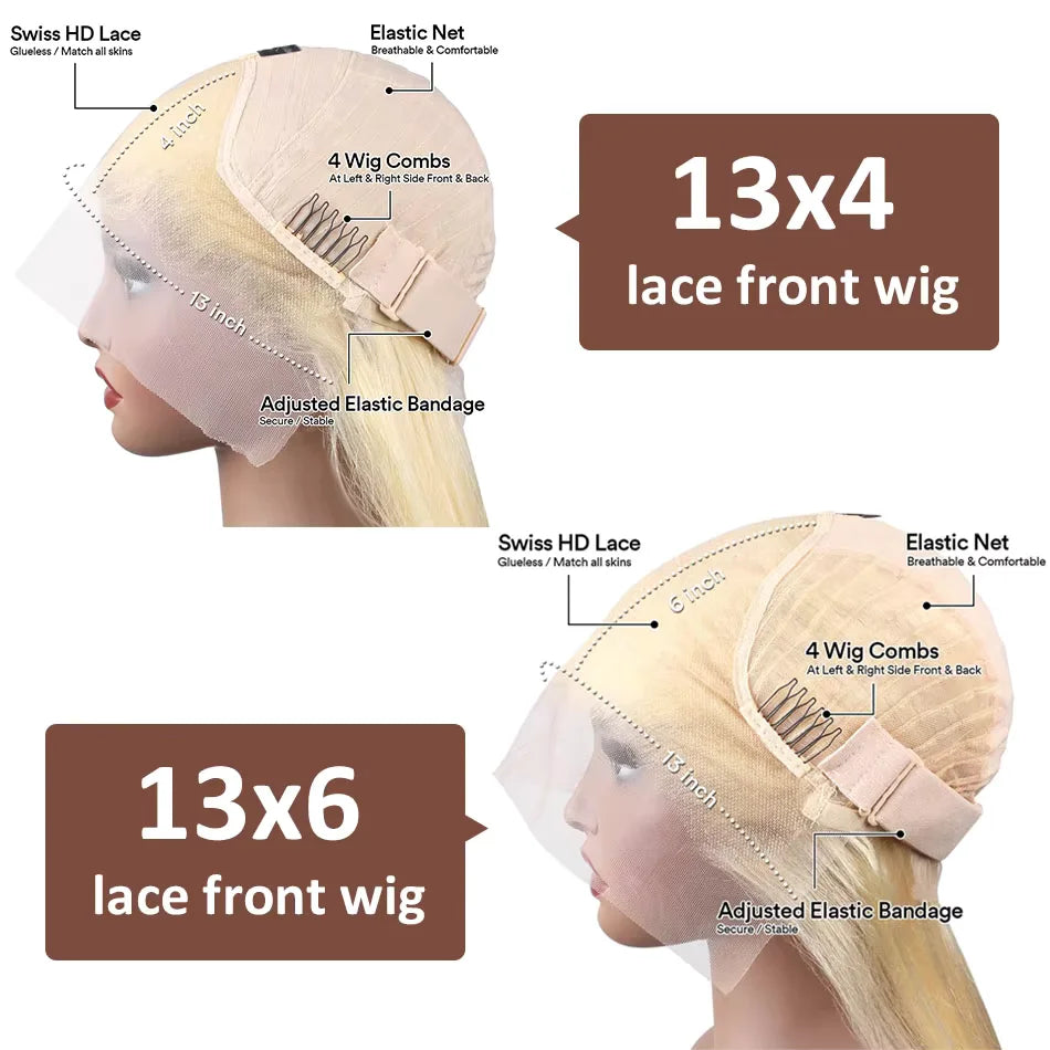 613 Human Hair 13X6 Body Wave blonde