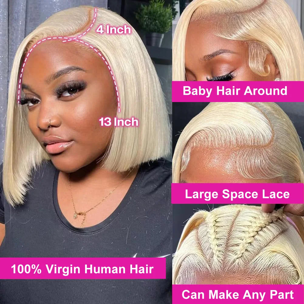 200 Density Straight Lace Frontal Human Hair blonde