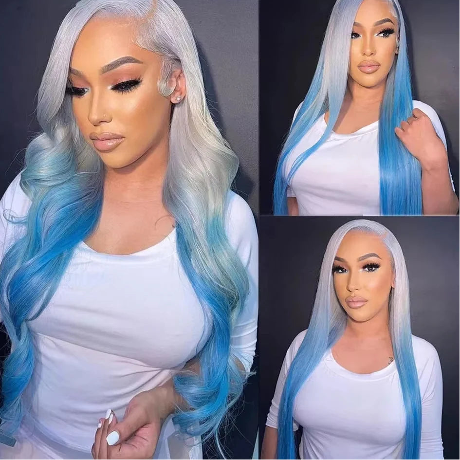 Straight White Blue Brazilian Human Hair