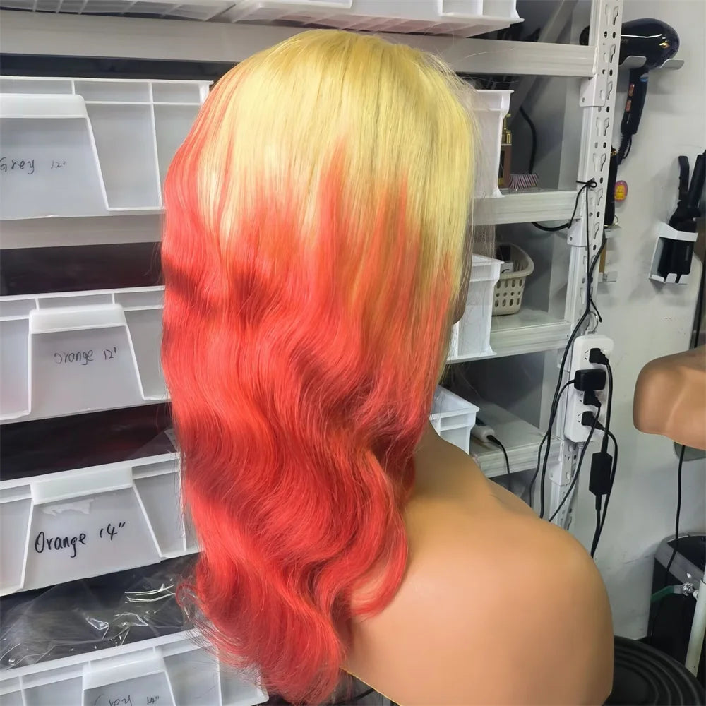 Highlight Ginger Orange Blonde Colored Lace Front Wig Body Wave
