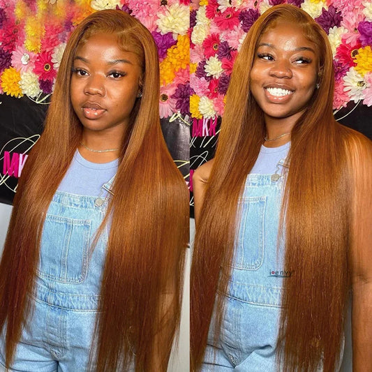 13x6 Ginger Blonde Trendy Colored Human Hair Lace Front Wigs 180% HD Lace Frontal Wigs Straight Honey Blonde Human Hair Wig
