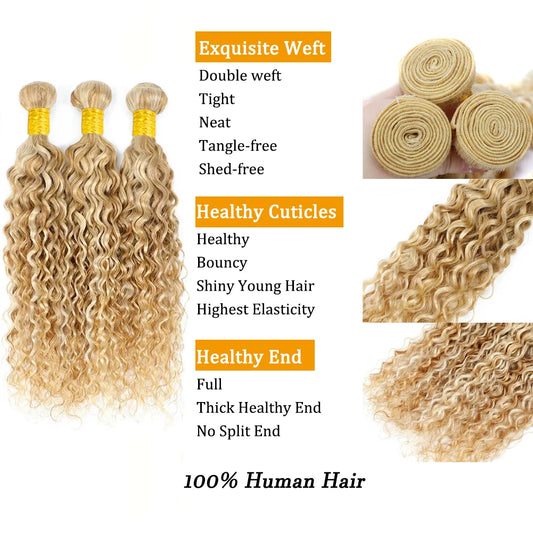 Water Wave Bundles Highlight Honey Blonde Bundles 3 Bundles