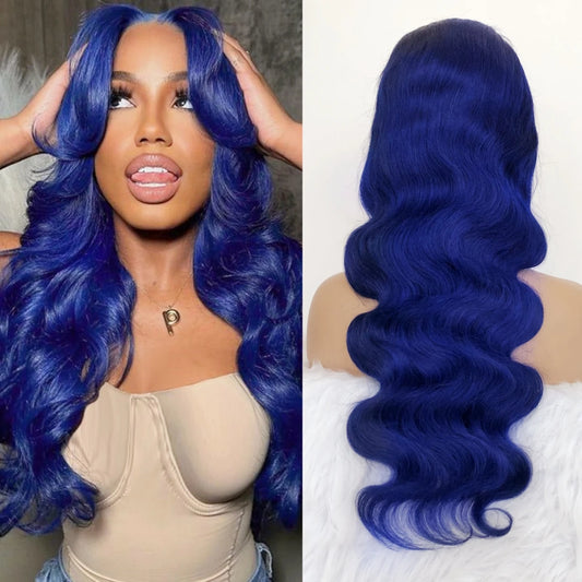 Navy Blue Body Wave 13x4 Human Hair Frontal