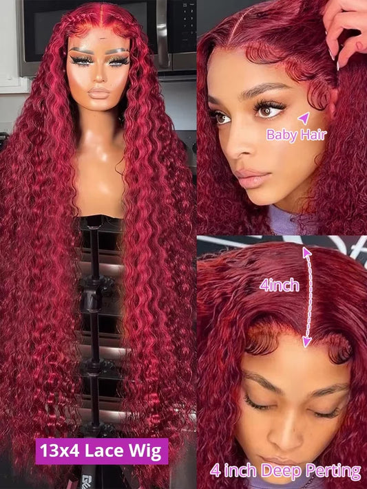 Deep Wave 99J Burgundy 13x4 Lace