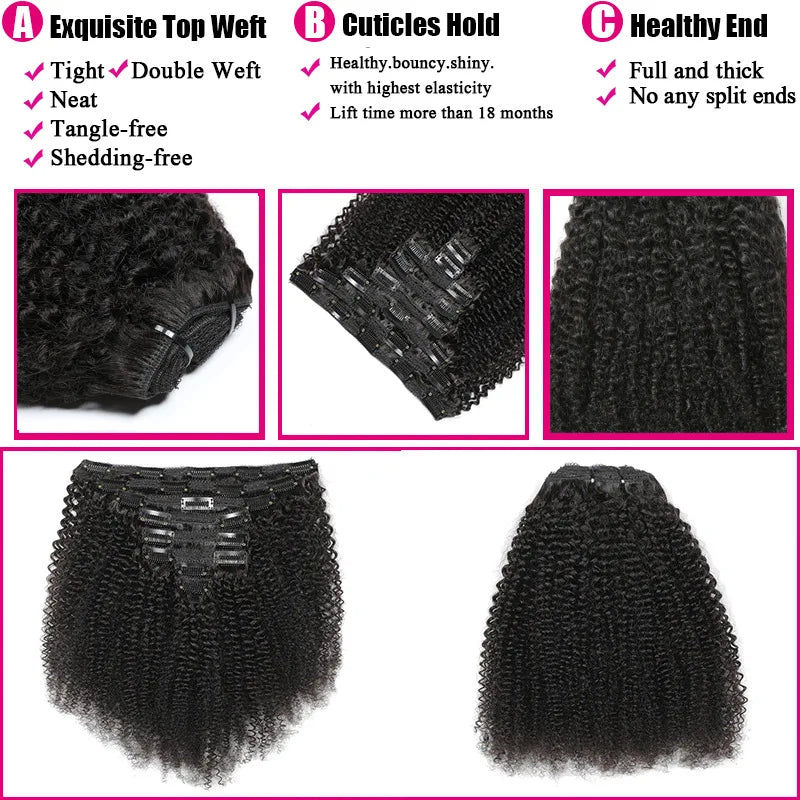Afro Kinky Curly Clip In Human hair