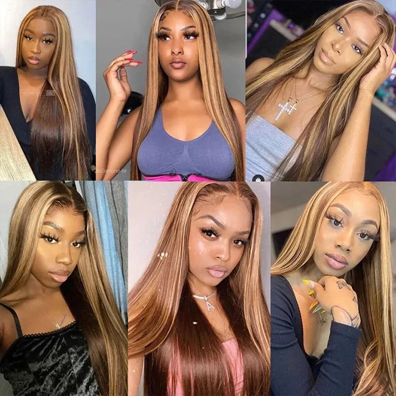 Straight Bundles Piano Color dark brown and blonde