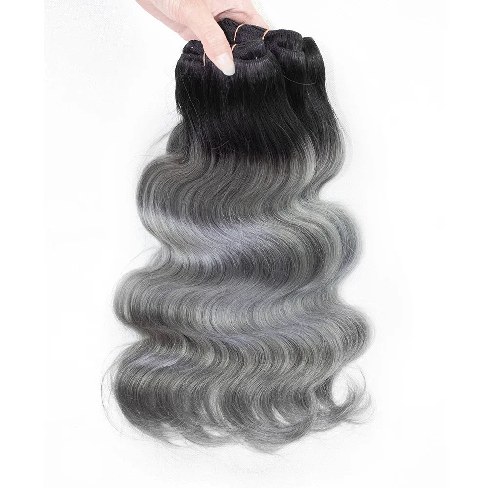 Dark Gray With Black wavy Bundles