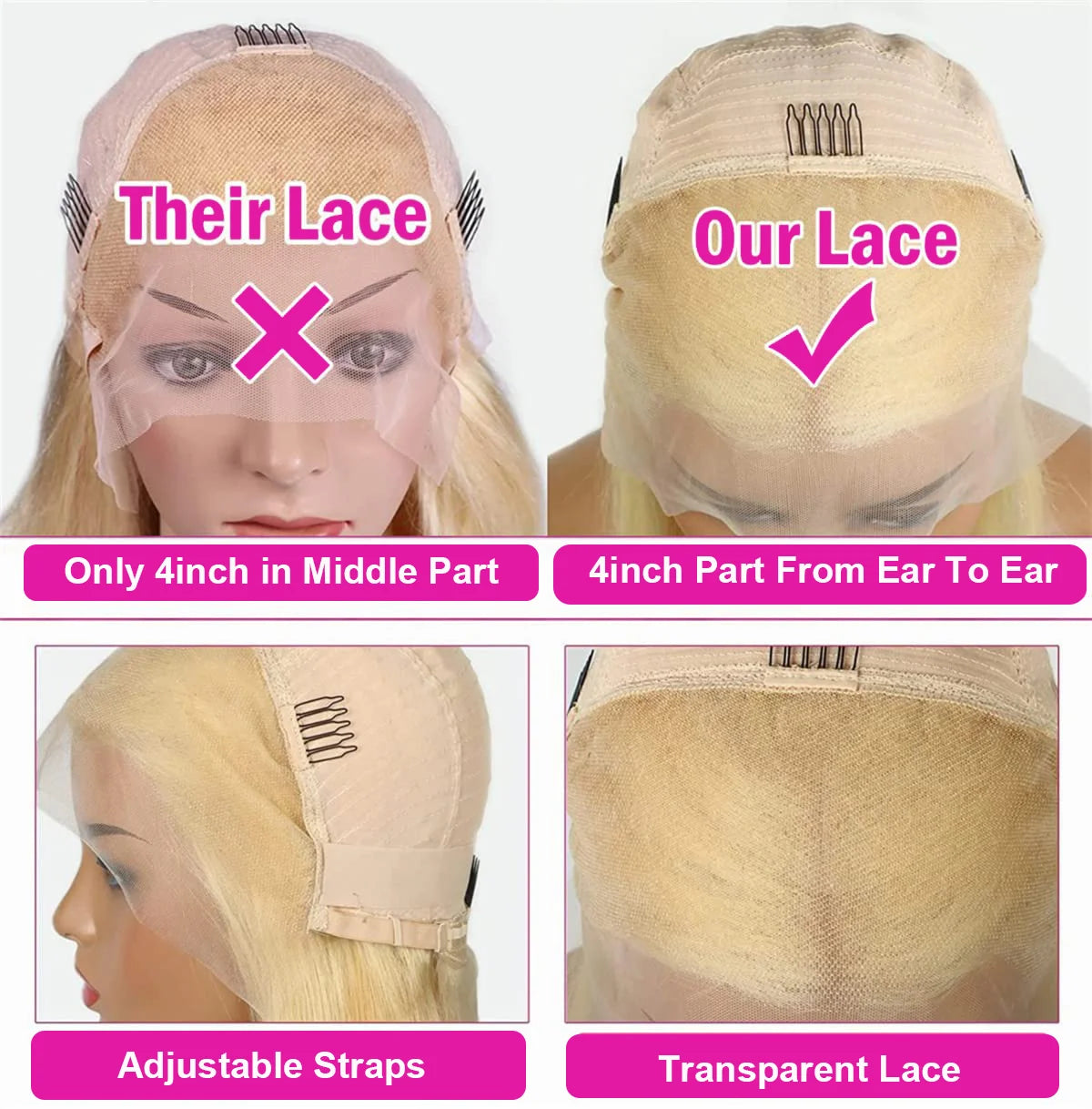 200 Density Straight Lace Frontal Human Hair blonde