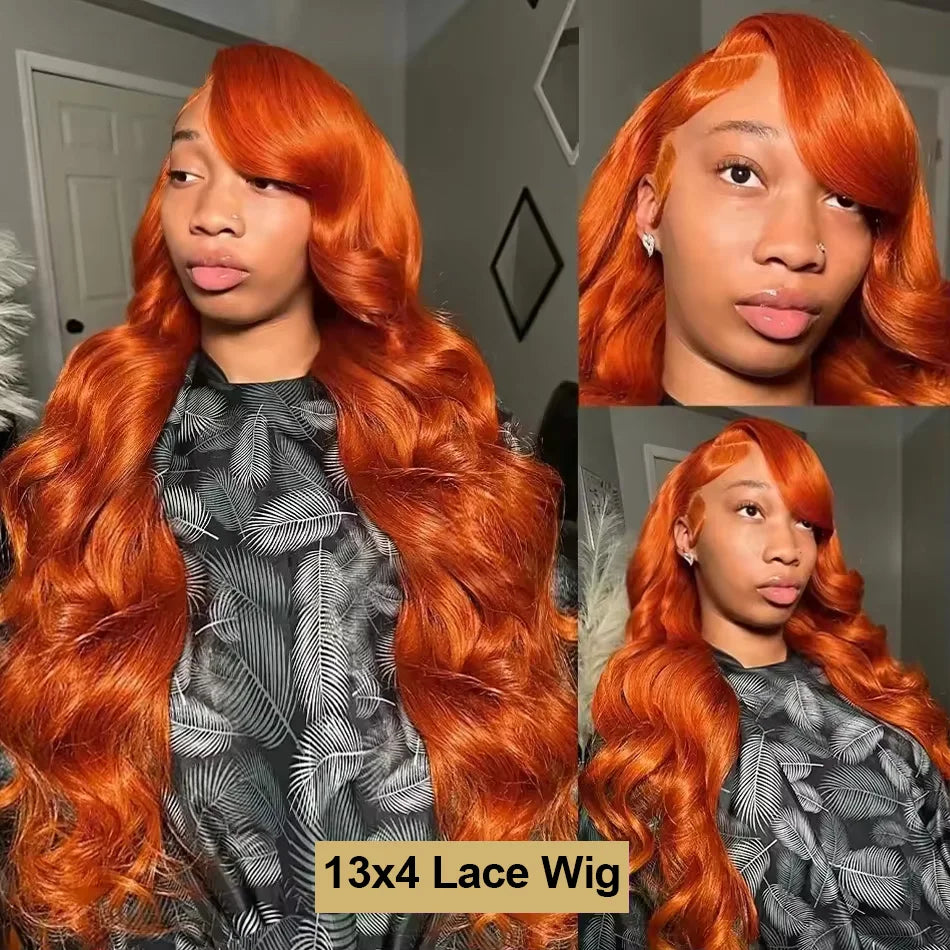 Orange Ginger Lace Frontal Human Hair Body Wave