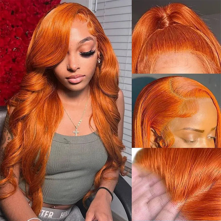 Orange Ginger Lace Frontal Human Hair Body Wave