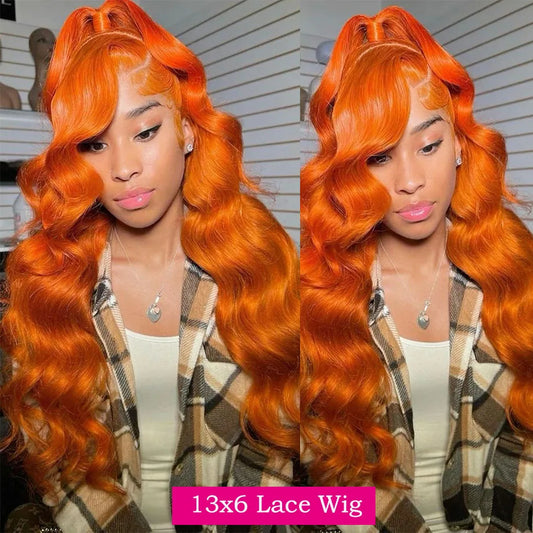Orange Ginger Lace Frontal Human Hair Body Wave