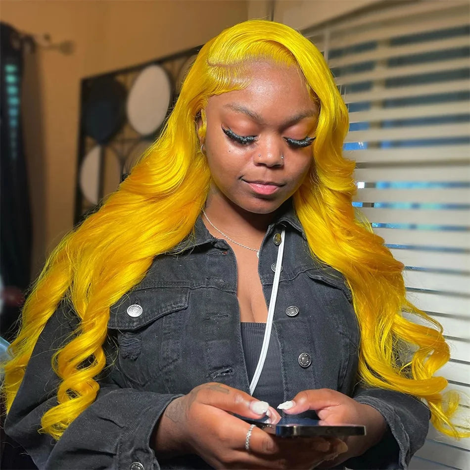 Light Yellow Human Hair wavy