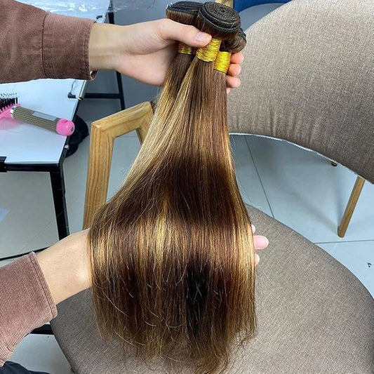 Straight Bundles Piano Color dark brown and blonde