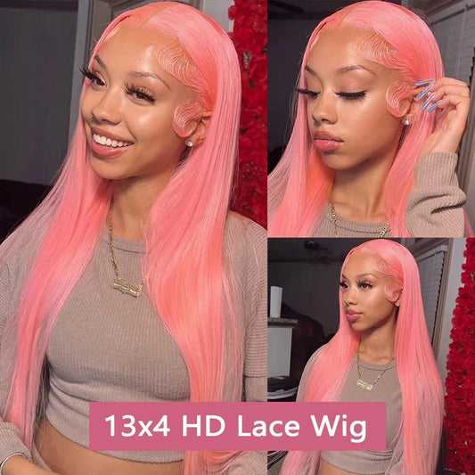 Straight Light Pink Human Hair