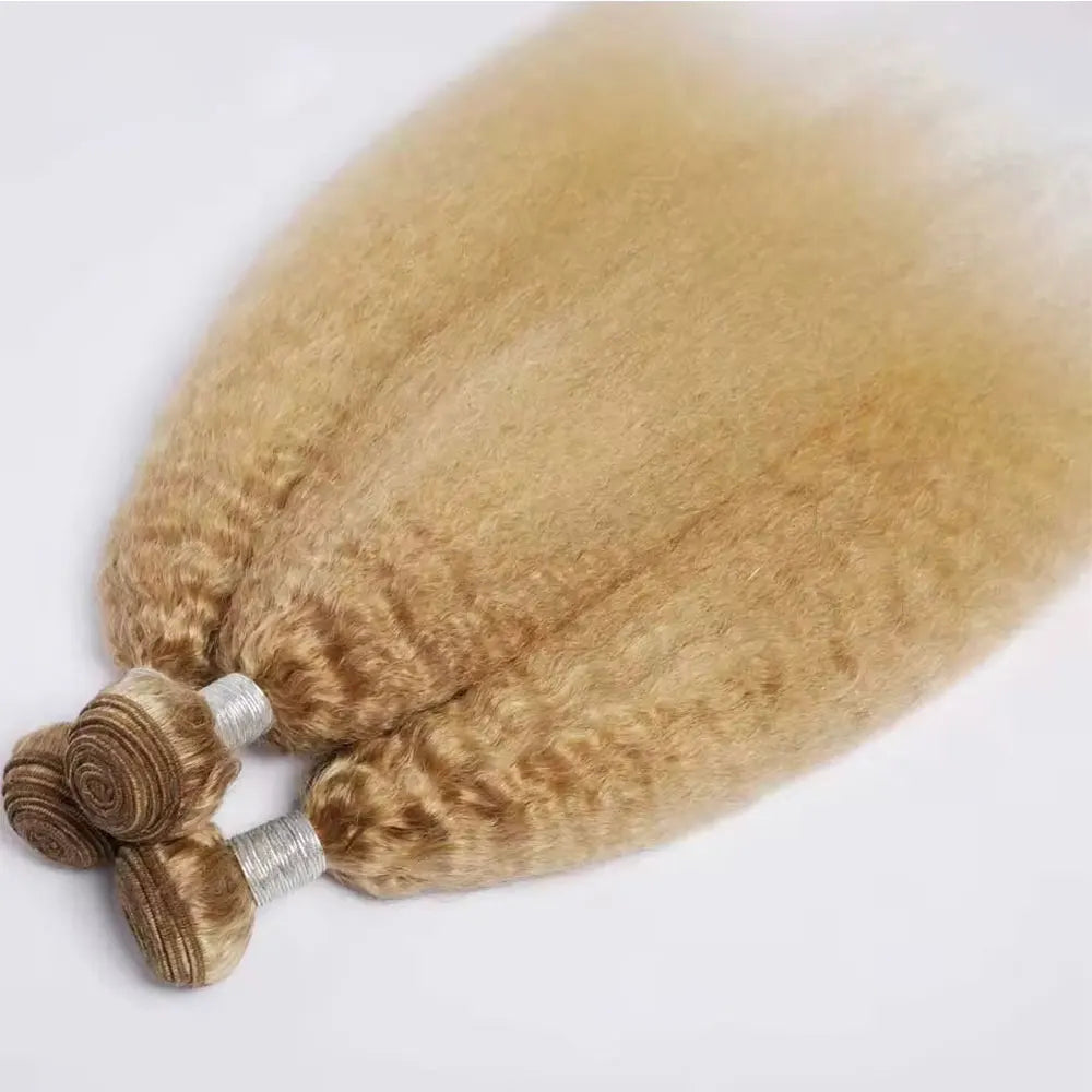 Yaki Straight Blonde Human Hair Bundles Highlight