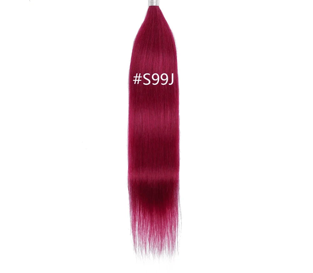 Colored Straight Human Hair Bundles, Blue Purple Orange Ginger