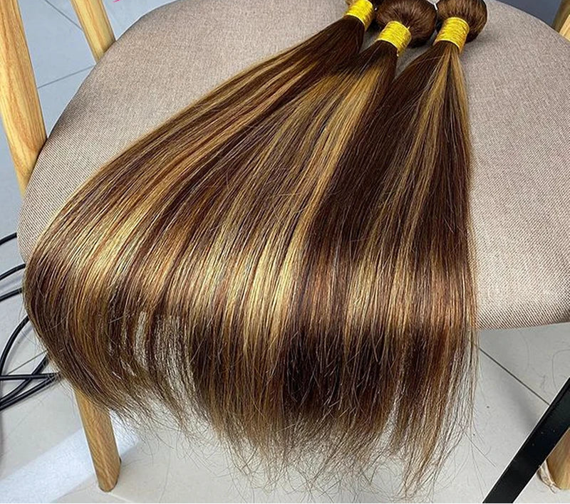 Straight  Bundles Piano Color dark brown and blonde