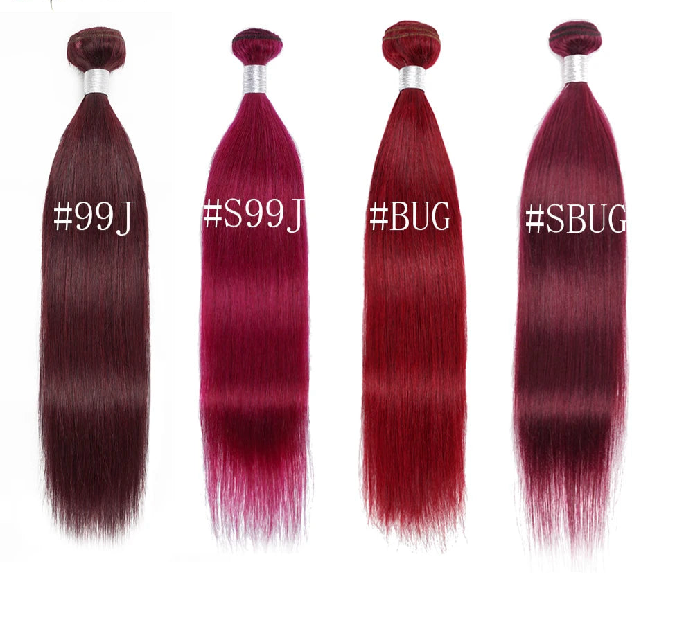 Colored Straight Human Hair Bundles, Blue Purple Orange Ginger
