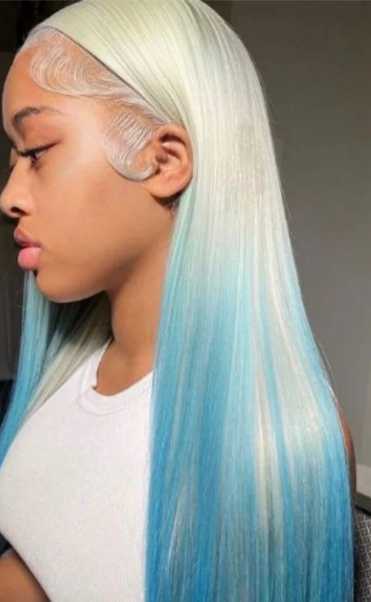 Highlight Straight White Blue Human Hair